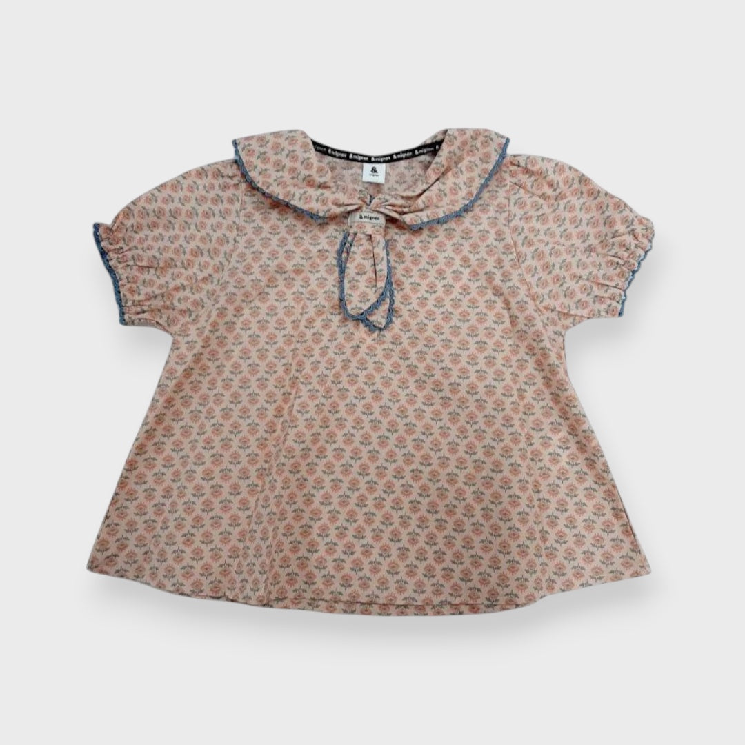 SOFT DOT RUFFLE-COLLAR KIDS T-SHIRT (100-120CM)