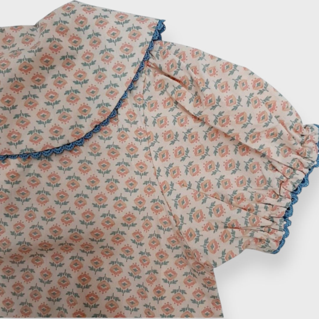 SOFT DOT RUFFLE-COLLAR KIDS T-SHIRT (100-120CM)