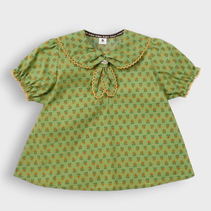 GARDEN PRINT RUFFLE-COLLAR KIDS T-SHIRT (100-120CM)