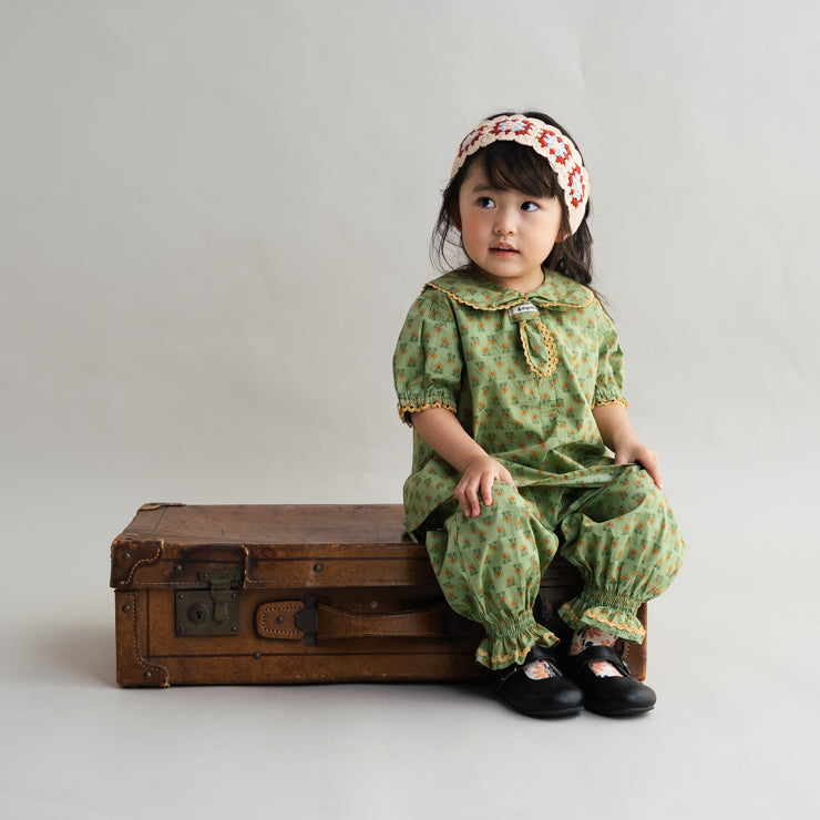 GREEN PRINT TAPERED BABY PANTS (90CM)