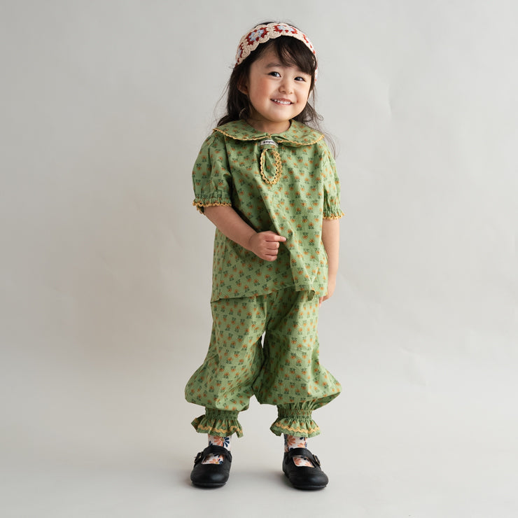 GREEN PRINT TAPERED BABY PANTS (90CM)