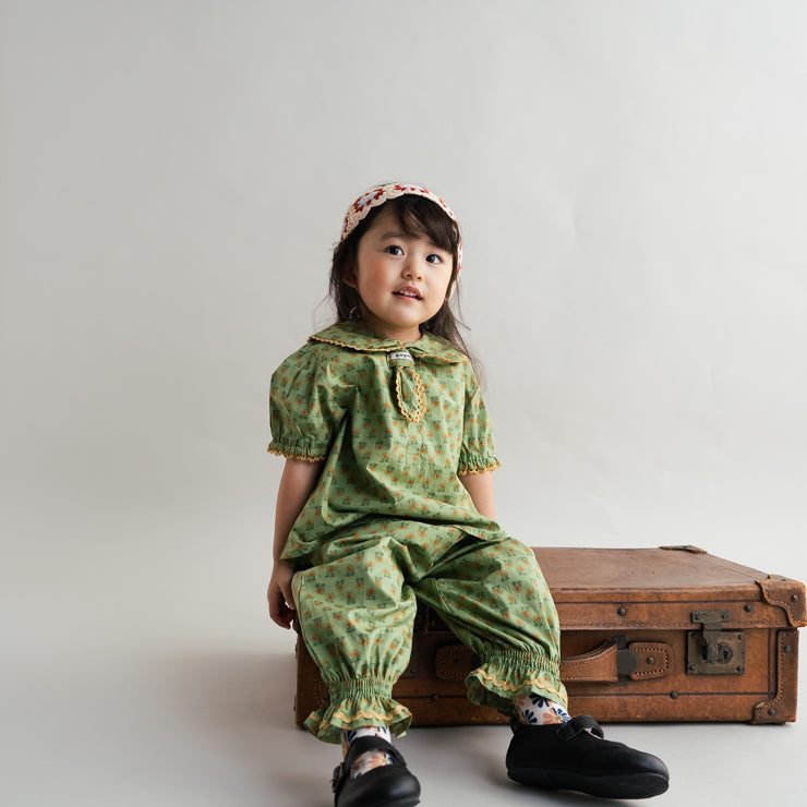 GREEN PRINT TAPERED BABY PANTS (90CM)