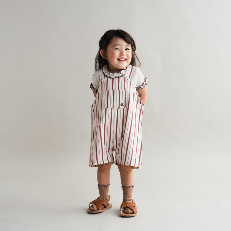 SUBTLE STRIPE LOGO BABY SALOPETTE (90CM)