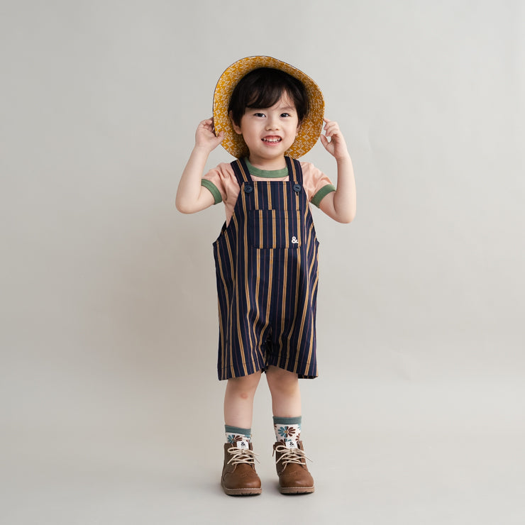 SUBTLE STRIPE LOGO BABY SALOPETTE (90CM)