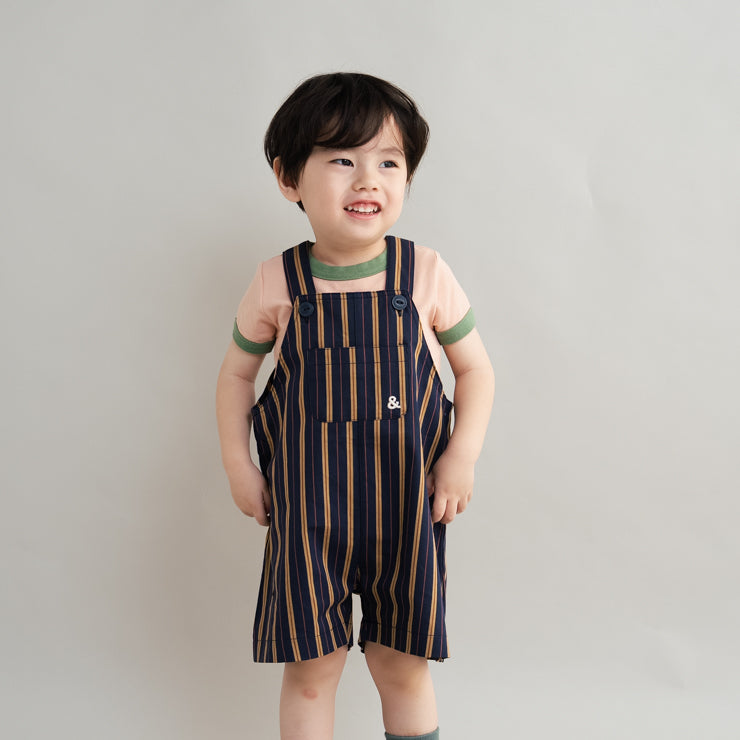 SUBTLE STRIPE LOGO BABY SALOPETTE (90CM)