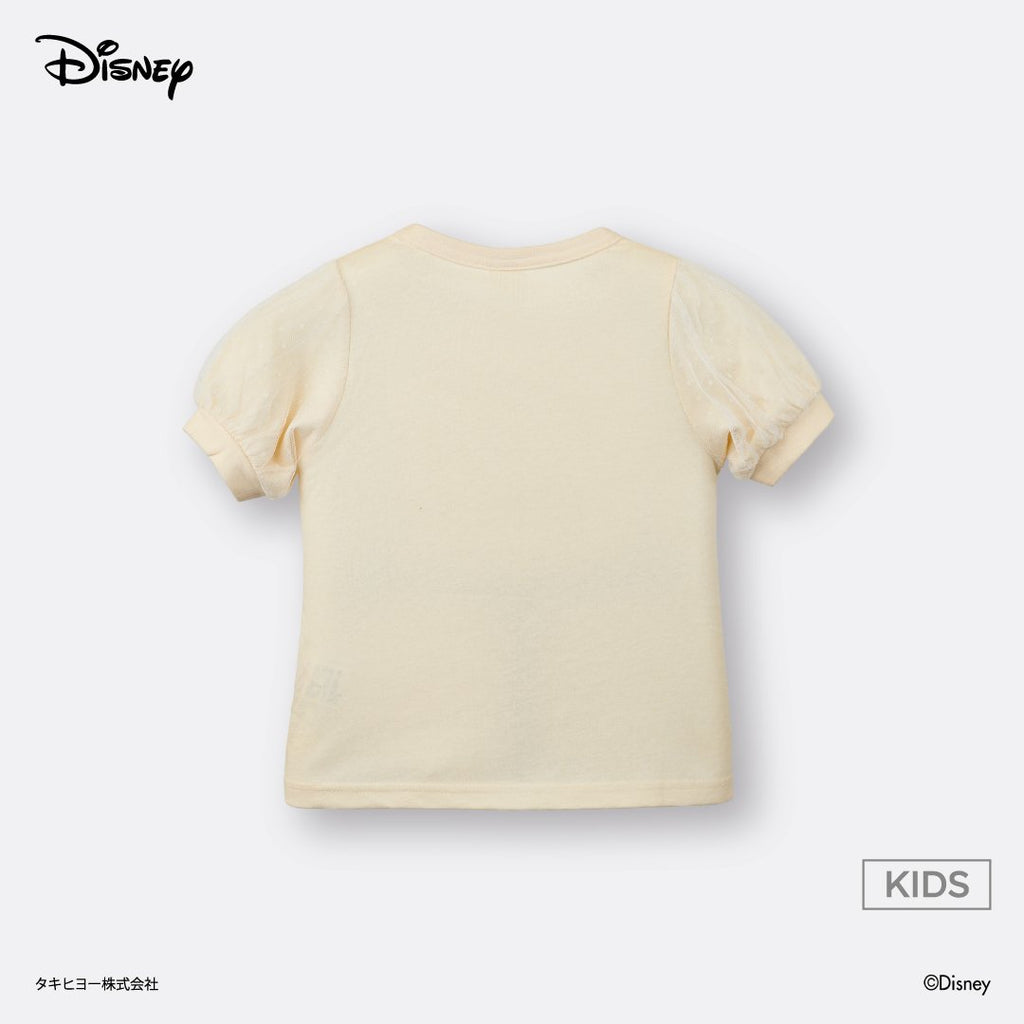 [DISNEY] Cream Puff Sleeve Snow White Floral Graphic T-Shirt Kids (Size 90-100)