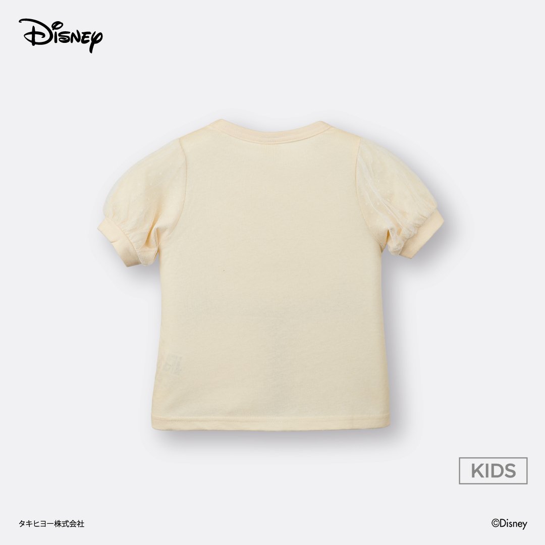 [DISNEY] Cream Puff Sleeve Snow White Floral Graphic T-Shirt Kids (Size 90-100)