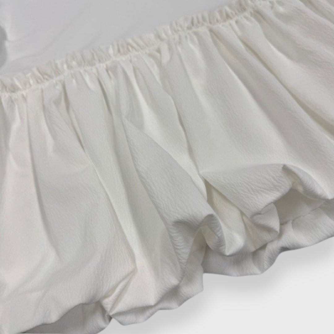 เสื้อผู้หญิง Puff Sleeve Peplum Blouse แขนพอง ทรงบาน สไตล์แฟชั่น