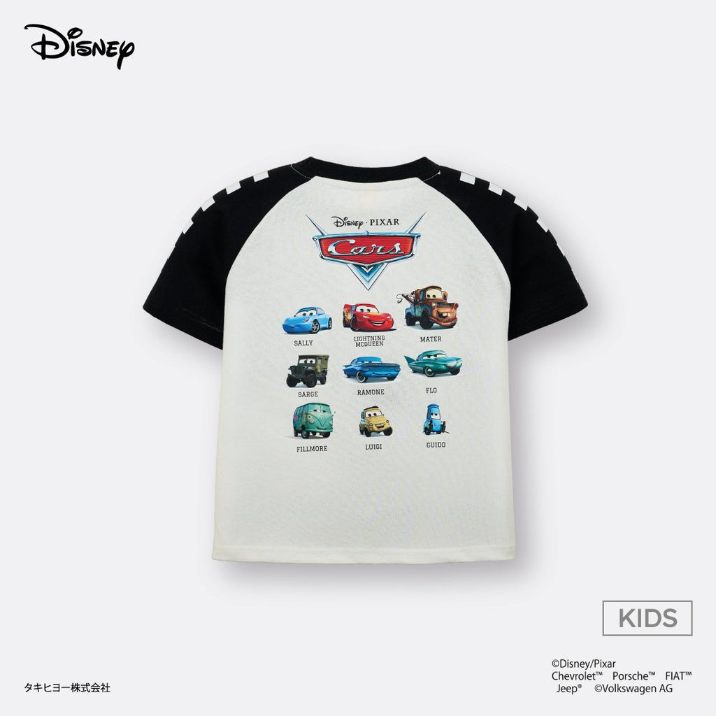 Kids (Size 110-130) T-Shirt Disney Pixar Cars Lightning McQueen Raglan White Blackad