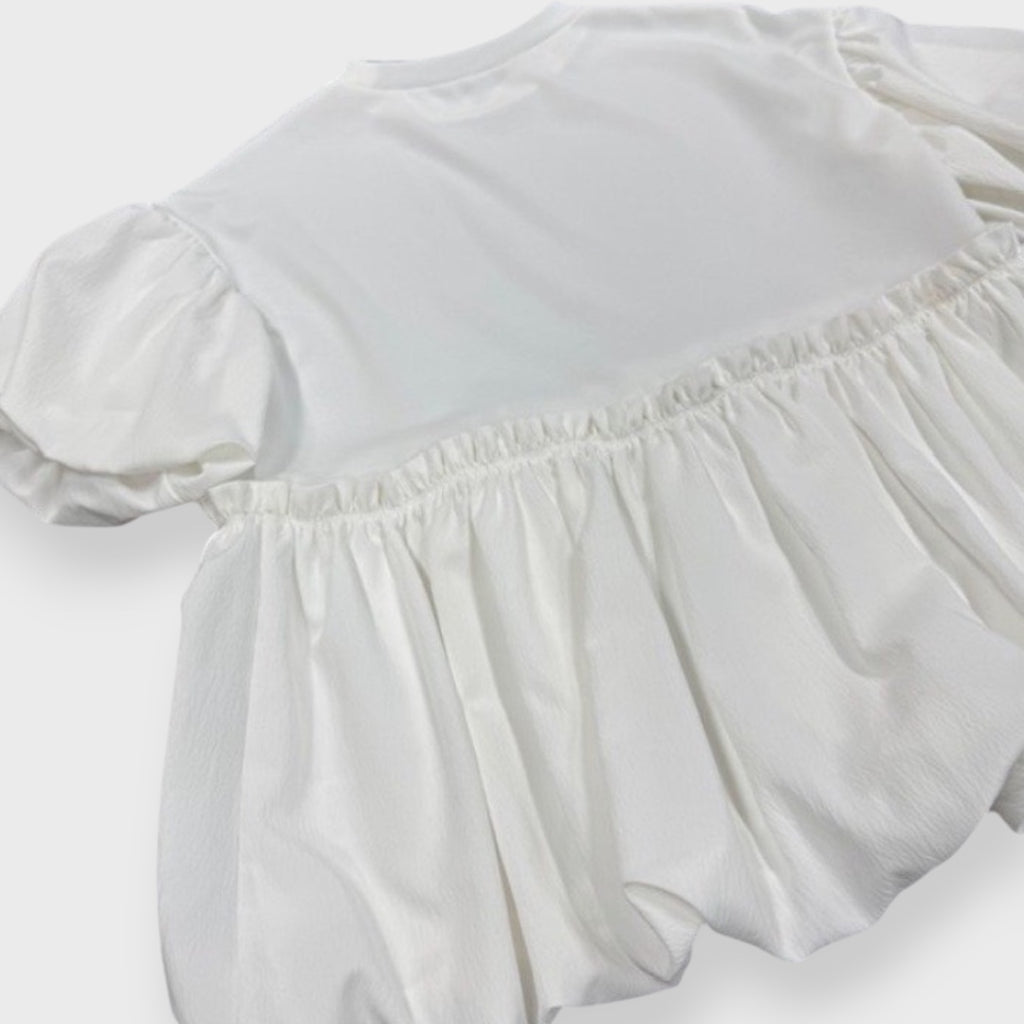 เสื้อผู้หญิง Puff Sleeve Peplum Blouse แขนพอง ทรงบาน สไตล์แฟชั่น