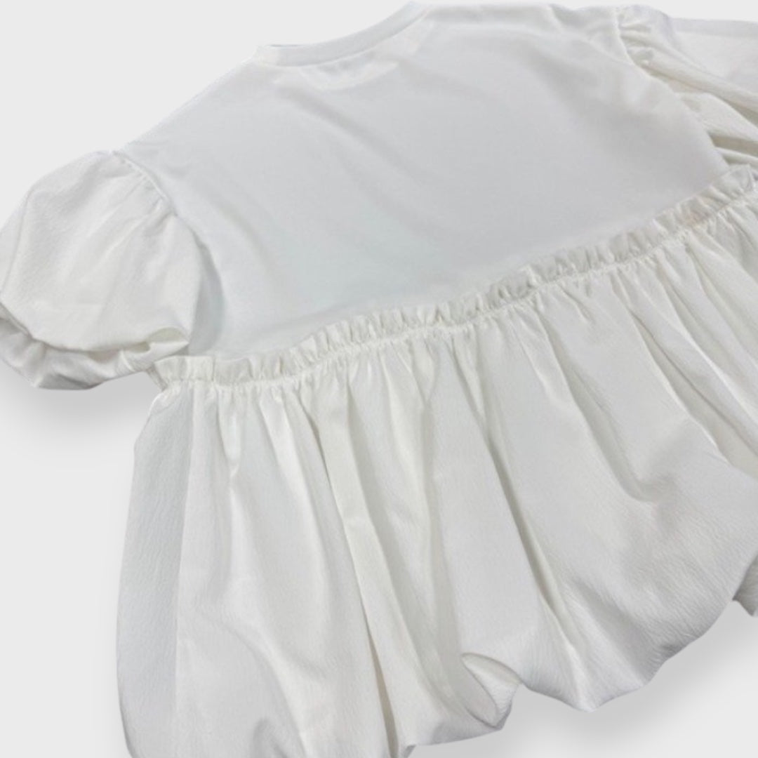 เสื้อผู้หญิง Puff Sleeve Peplum Blouse แขนพอง ทรงบาน สไตล์แฟชั่น