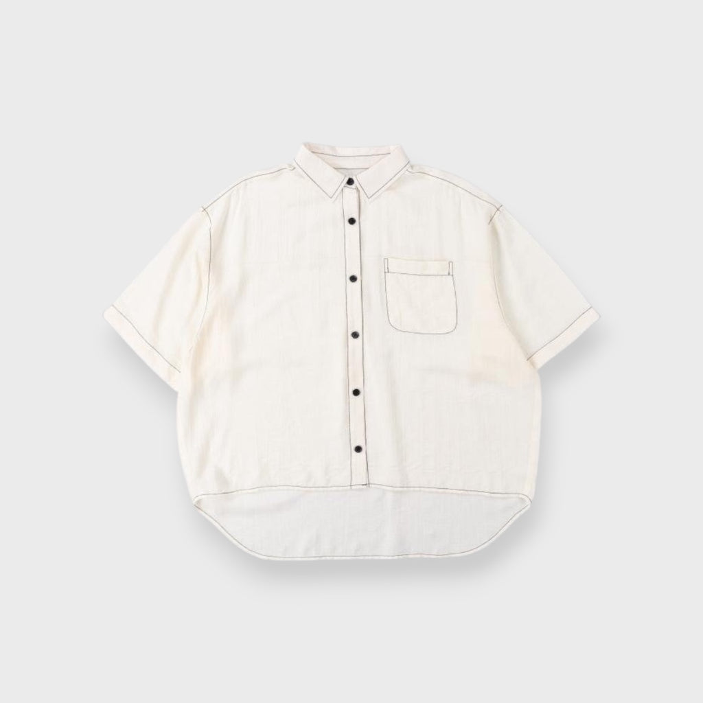 เสื้อเชิ้ตแขนสั้นทรงโอเวอร์ไซซ์ มินิมอล มีกระเป๋าหน้า ใส่สบายสไตล์ Casual