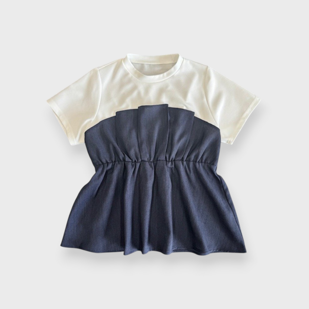 Contrast Panel Short-Sleeve Top