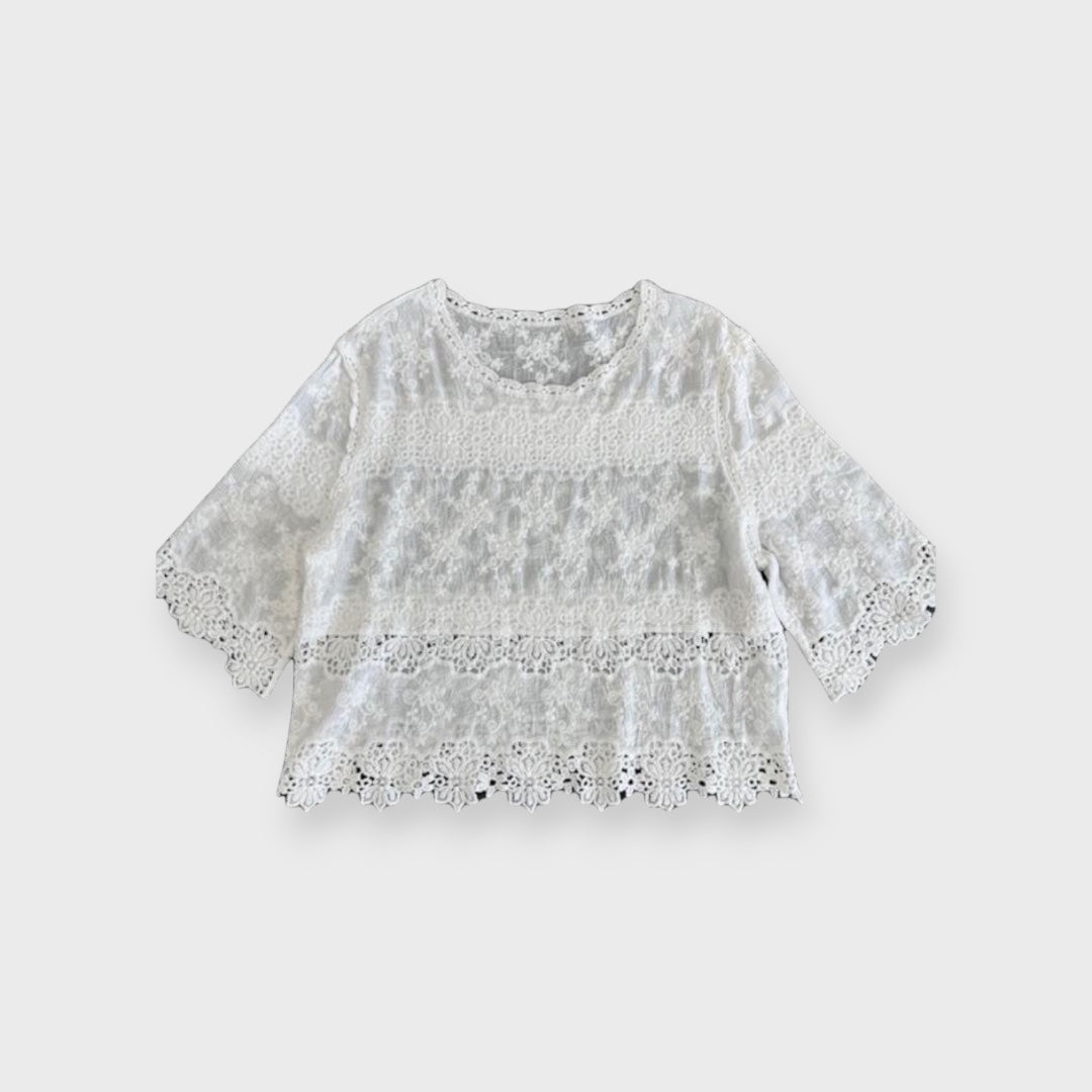 เสื้อเบลาส์ลูกไม้ Lace Blouse สไตล์วินเทจ เสื้อแฟชั่นหวานละมุน