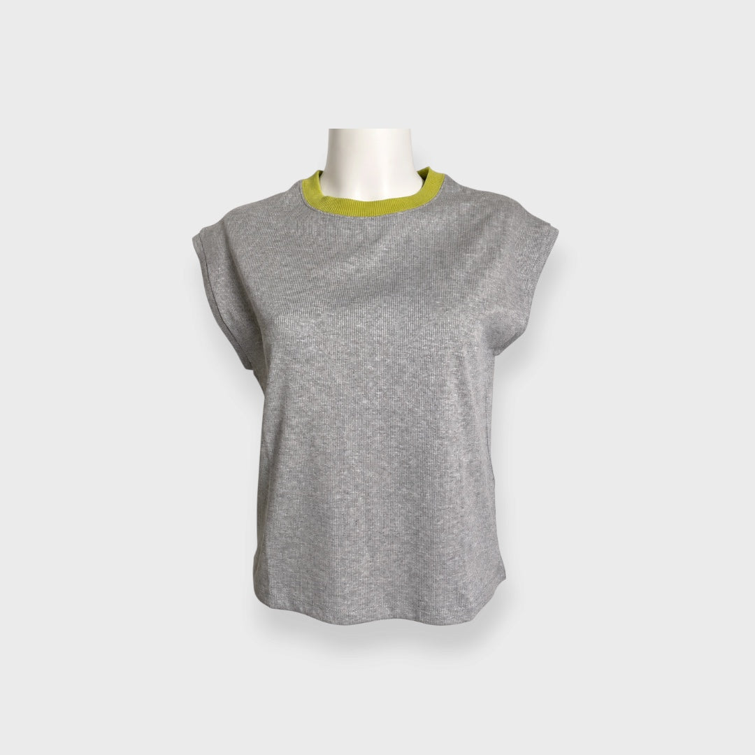 WOMEN’S CONTRAST TRIM RIBBED SLEEVELESS TOP