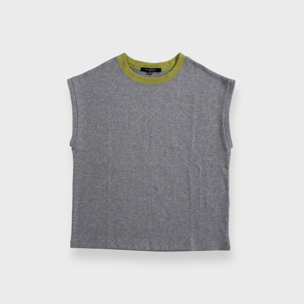 WOMEN’S CONTRAST TRIM RIBBED SLEEVELESS TOP