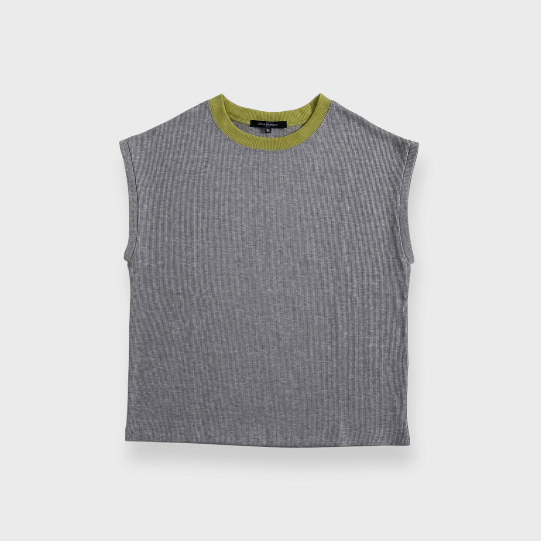 WOMEN’S CONTRAST TRIM RIBBED SLEEVELESS TOP