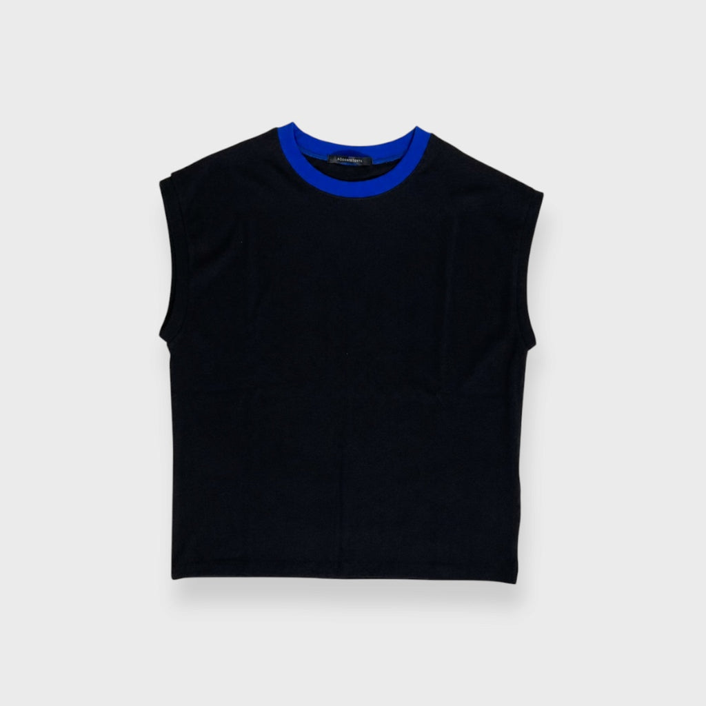 WOMEN’S CONTRAST TRIM RIBBED SLEEVELESS TOP