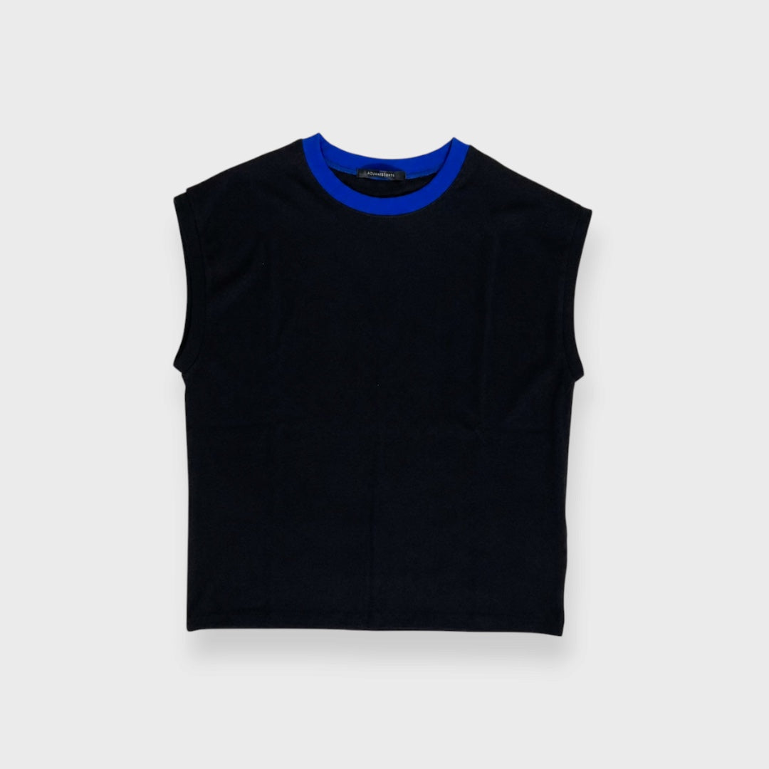 WOMEN’S CONTRAST TRIM RIBBED SLEEVELESS TOP
