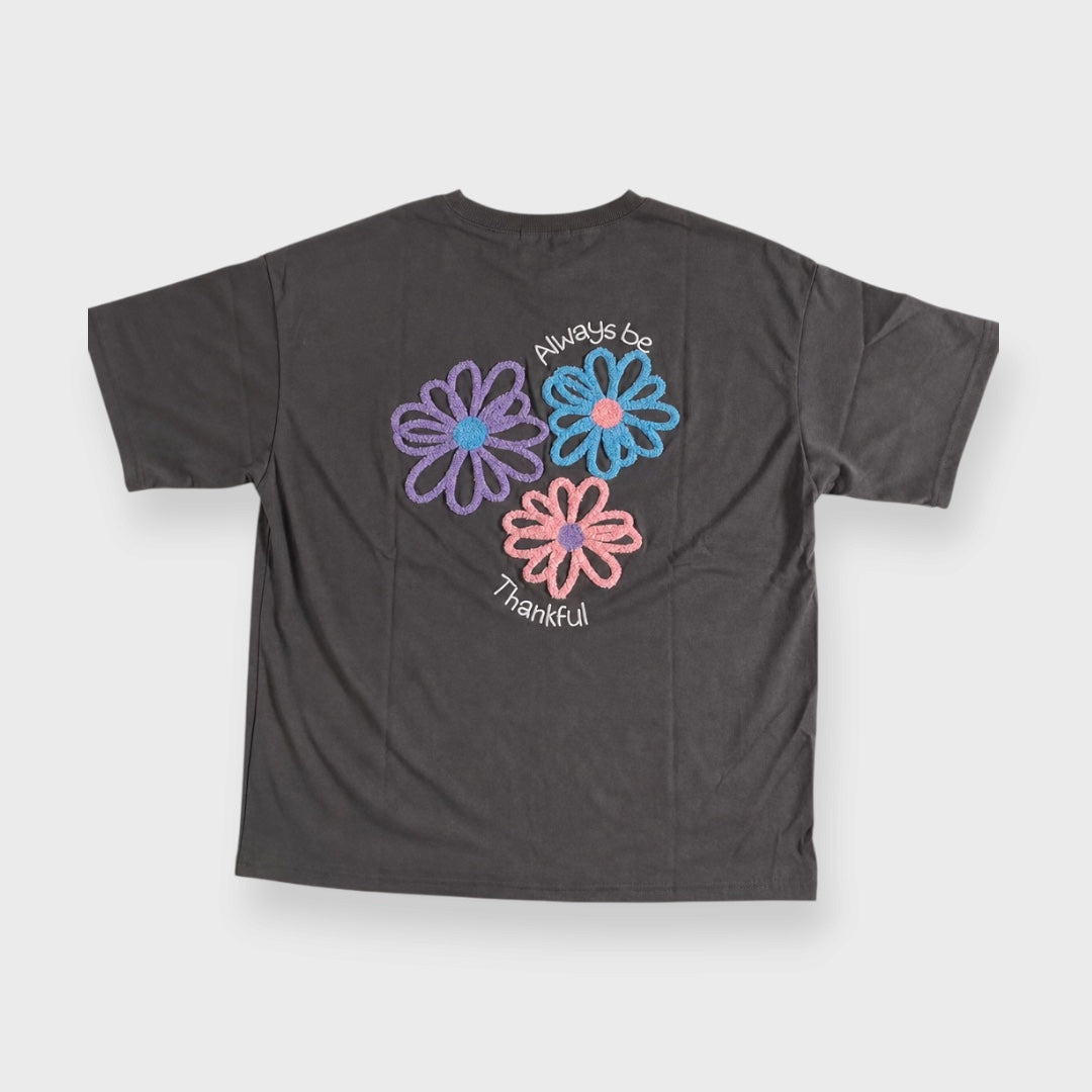 WOMEN'S FLOWER BACK-PRINT SHORT-SLEEVE T-SHIRT