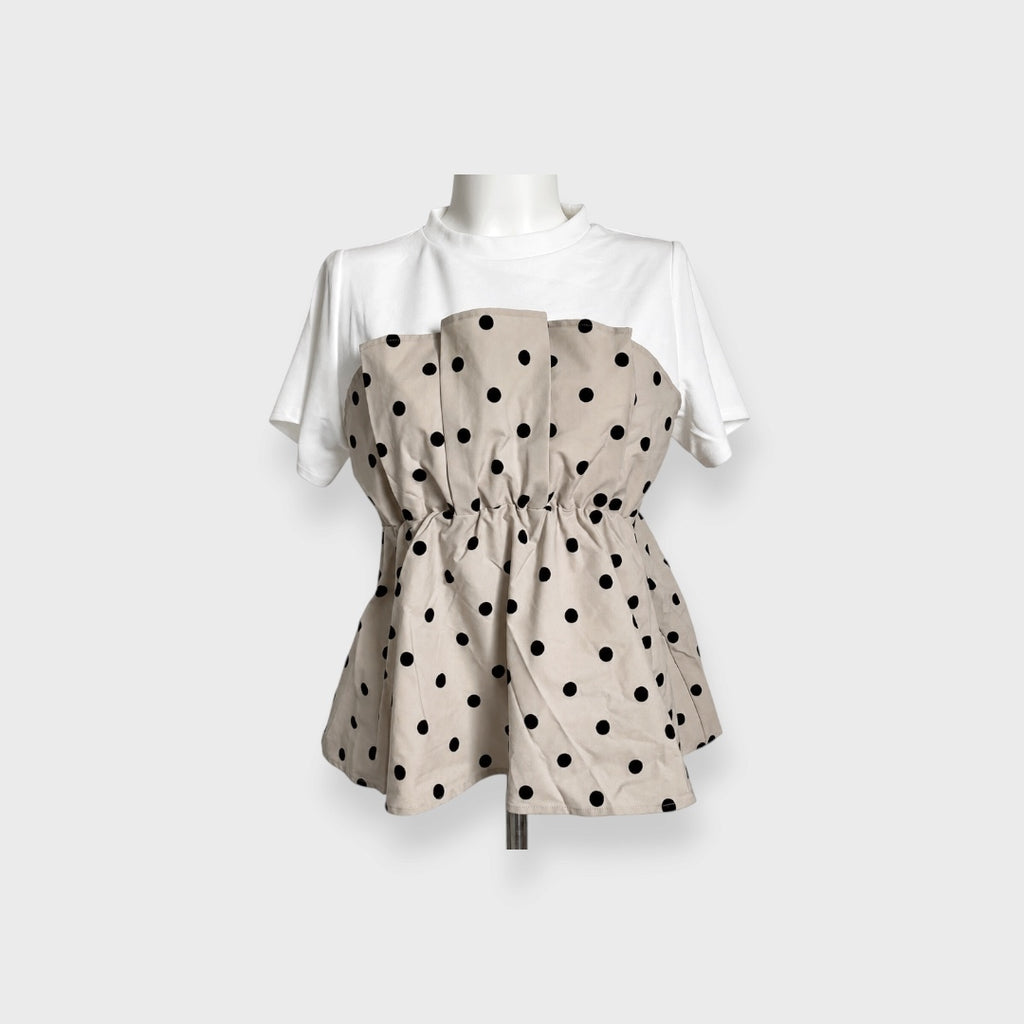 WOMEN'S POLKA-DOT LAYERED-LOOK PEPLUM TOP