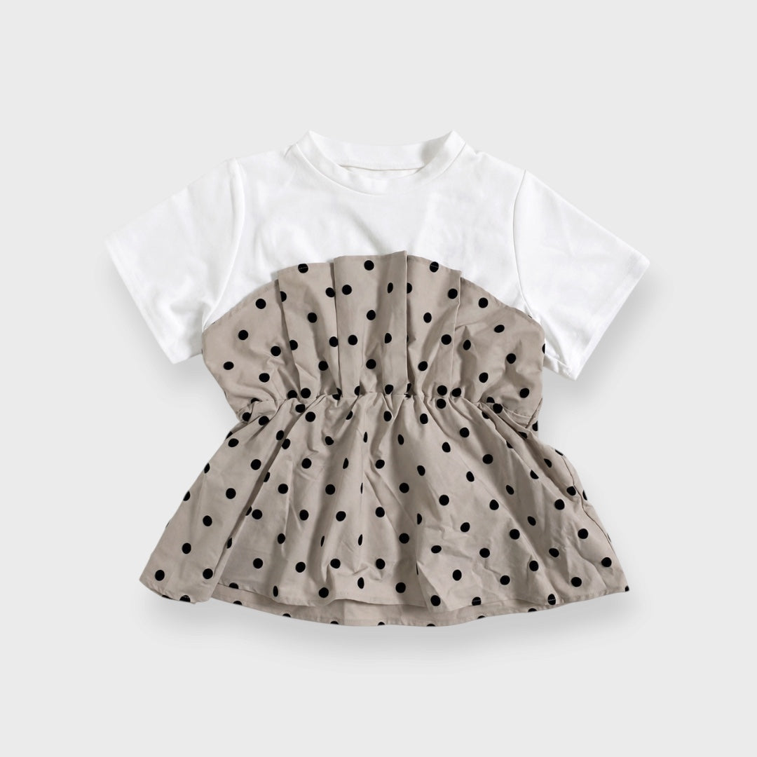WOMEN'S POLKA-DOT LAYERED-LOOK PEPLUM TOP