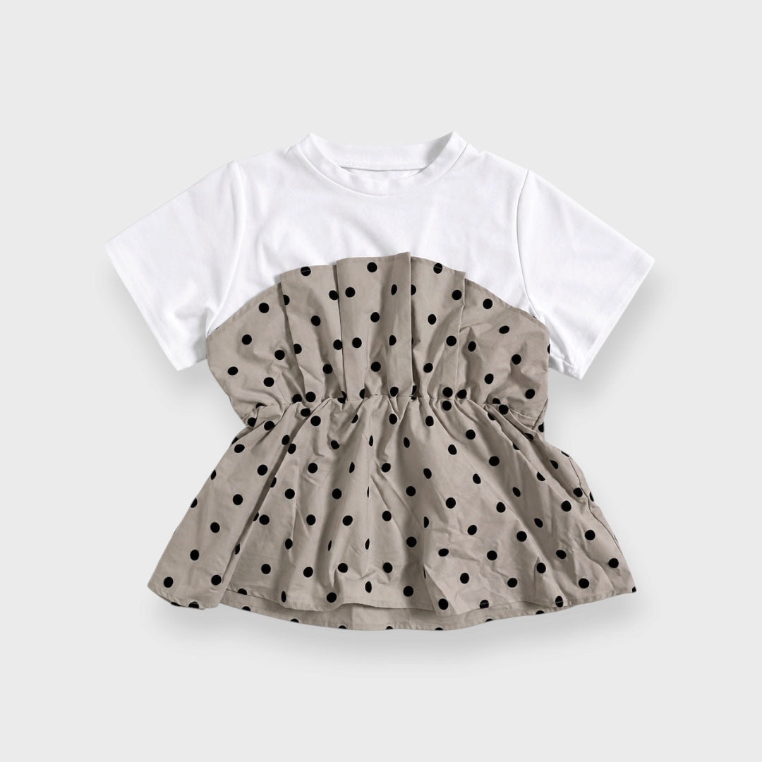 WOMEN'S POLKA-DOT LAYERED-LOOK PEPLUM TOP