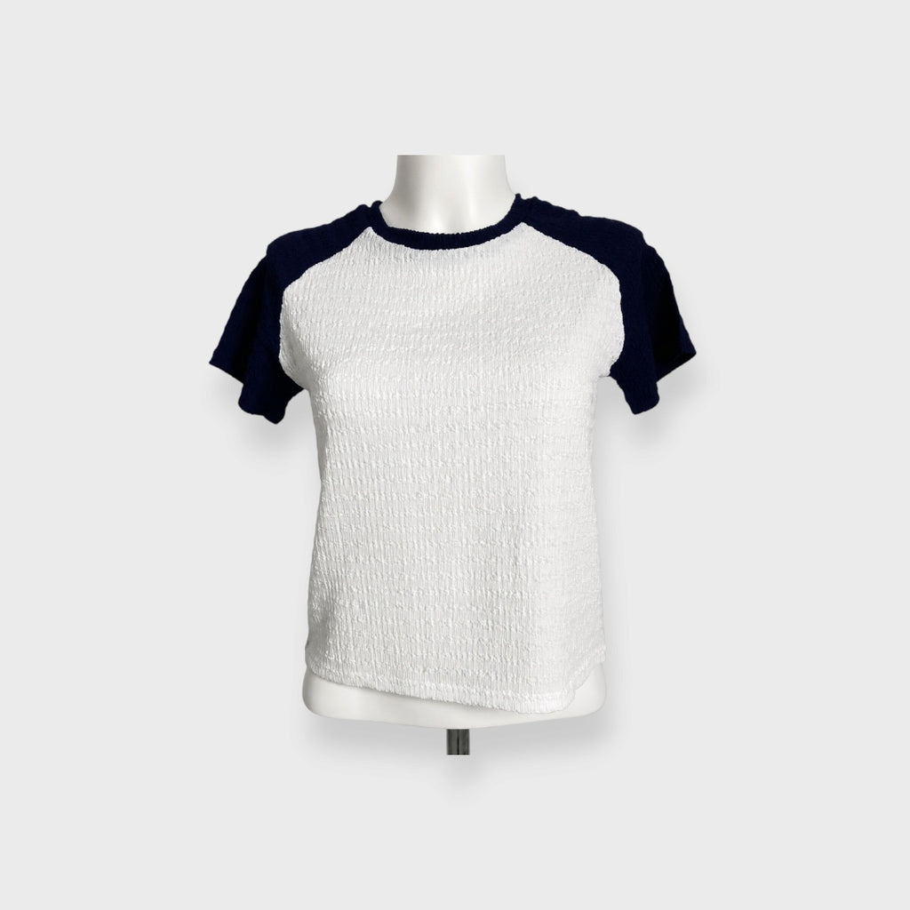 WOMEN'S TWO-TONE TEXTURED RAGLAN T-SHIRT