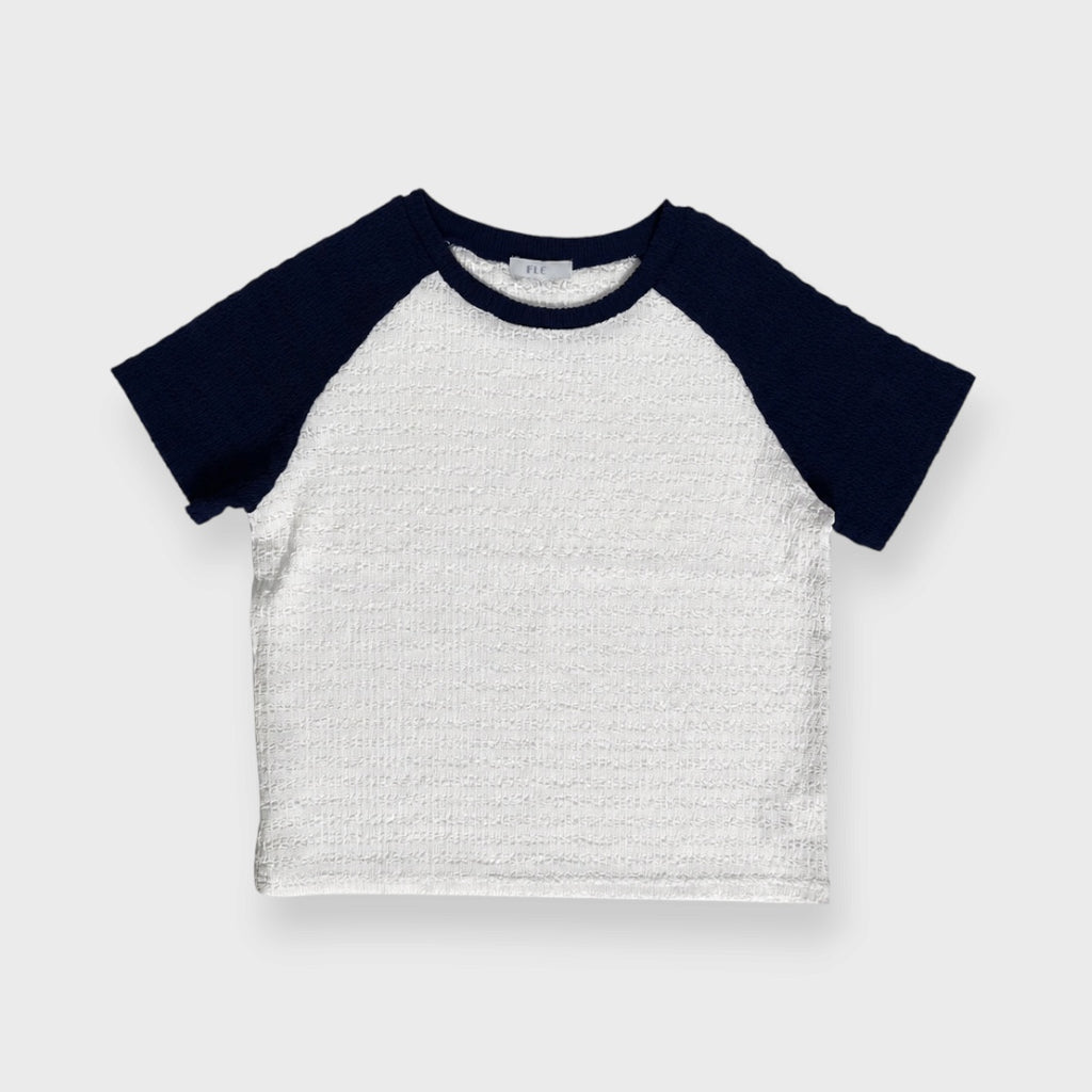 WOMEN'S TWO-TONE TEXTURED RAGLAN T-SHIRT