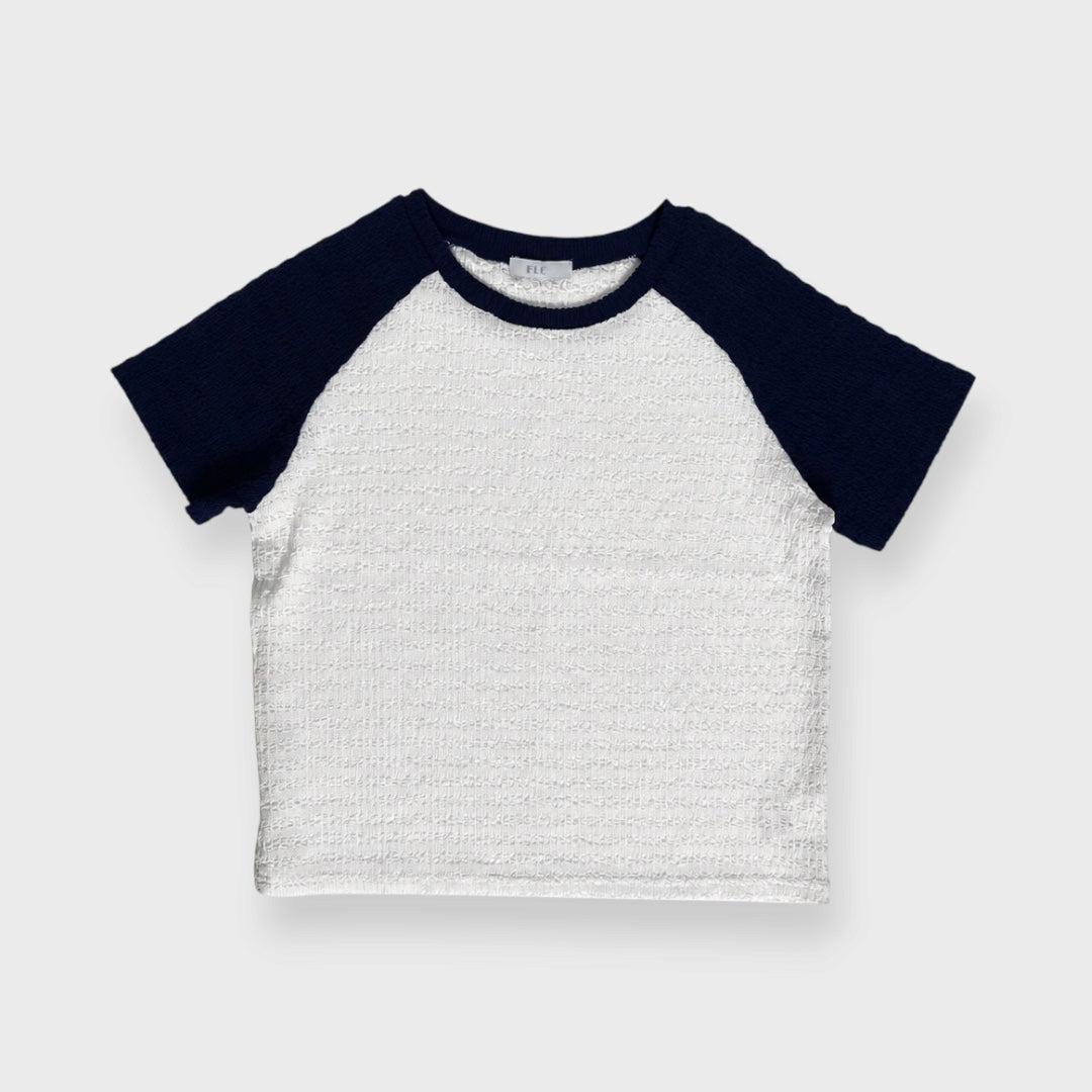 WOMEN'S TWO-TONE TEXTURED RAGLAN T-SHIRT