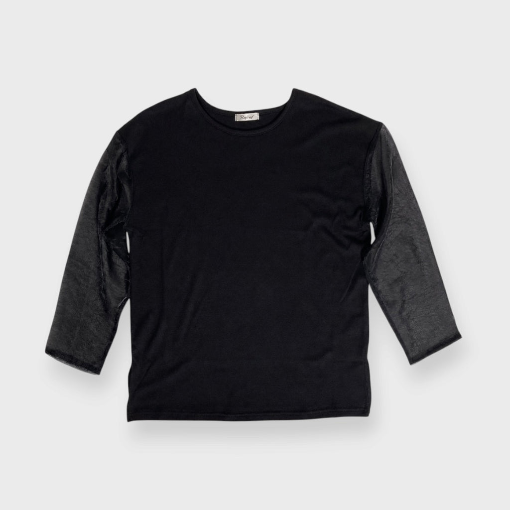 WOMEN'S MIXED-MATERIAL LAYERED-LOOK PULLOVER