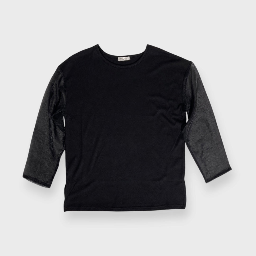 WOMEN'S MIXED-MATERIAL LAYERED-LOOK PULLOVER