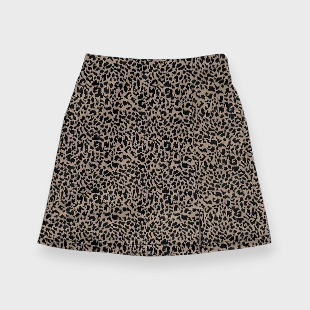 WOMEN'S ANIMAL-PRINT MINI SKIRT WITH SLIT