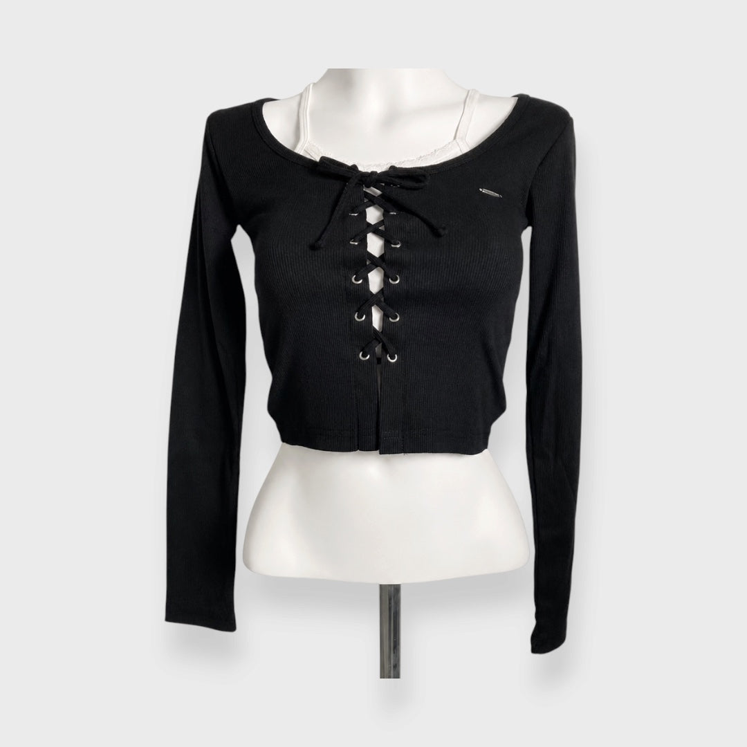 WOMEN'S LAYERED-LOOK LONG-SLEEVE PULLOVER