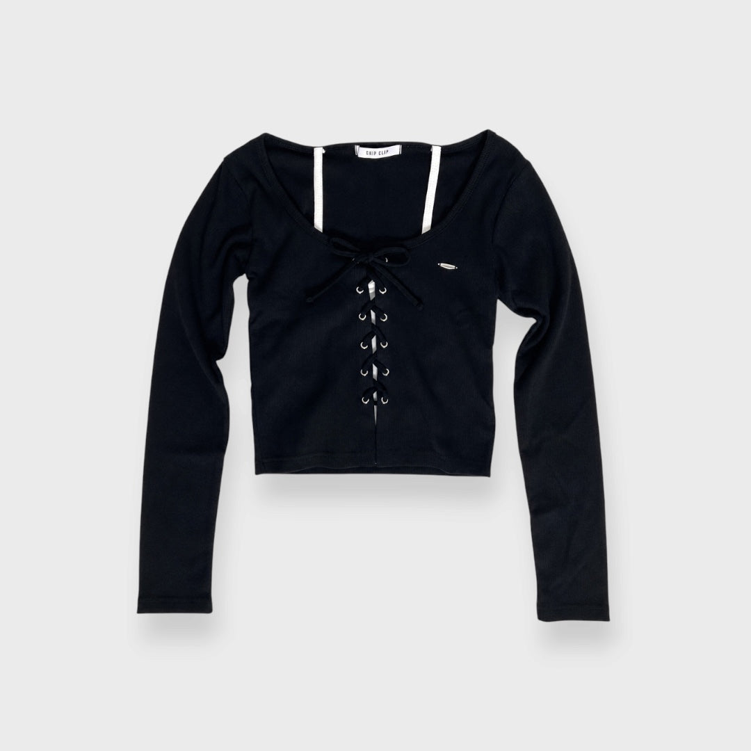 WOMEN'S LAYERED-LOOK LONG-SLEEVE PULLOVER