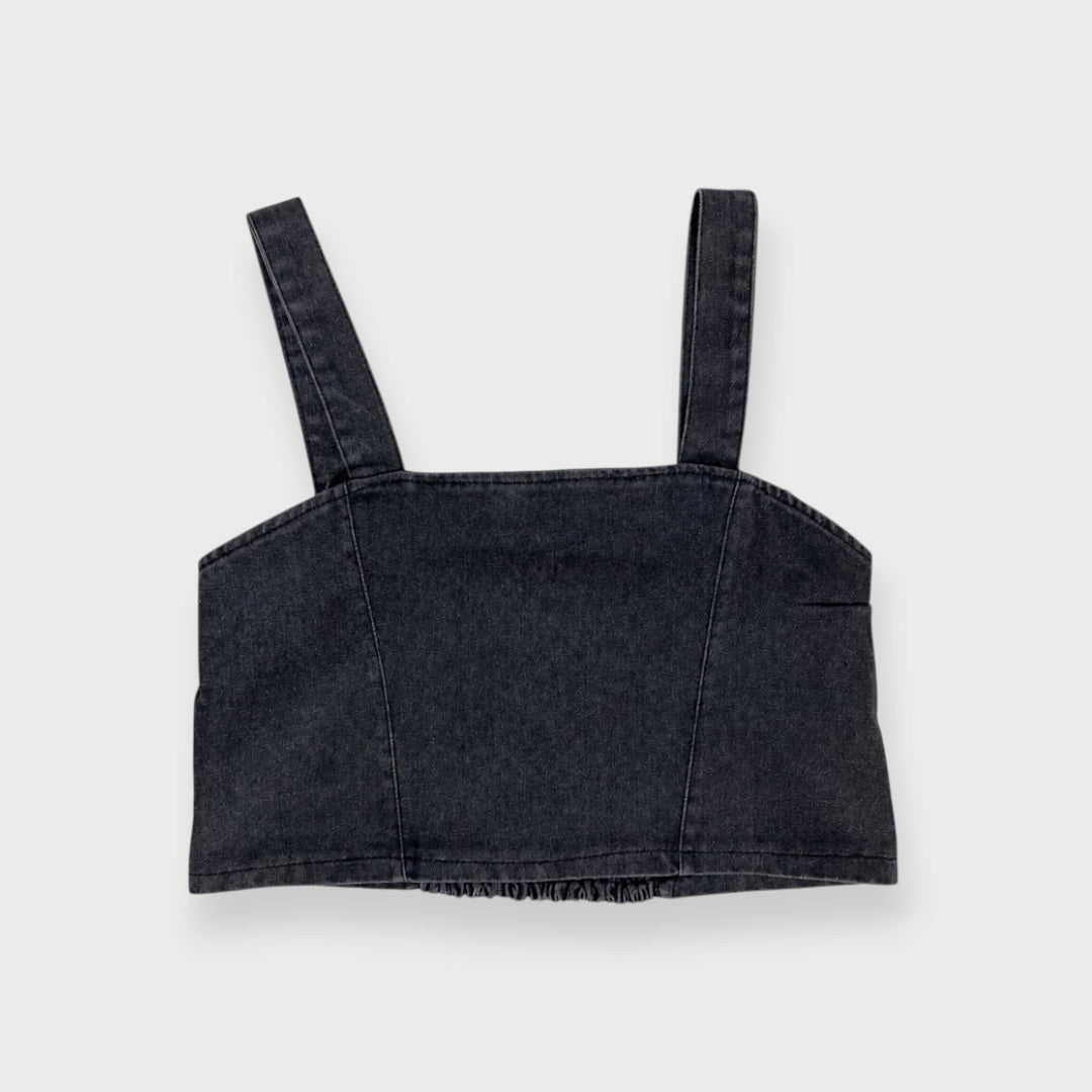 WOMEN'S DENIM-LOOK BUSTIER AND SHORT-SLEEVE T-SHIRT SET