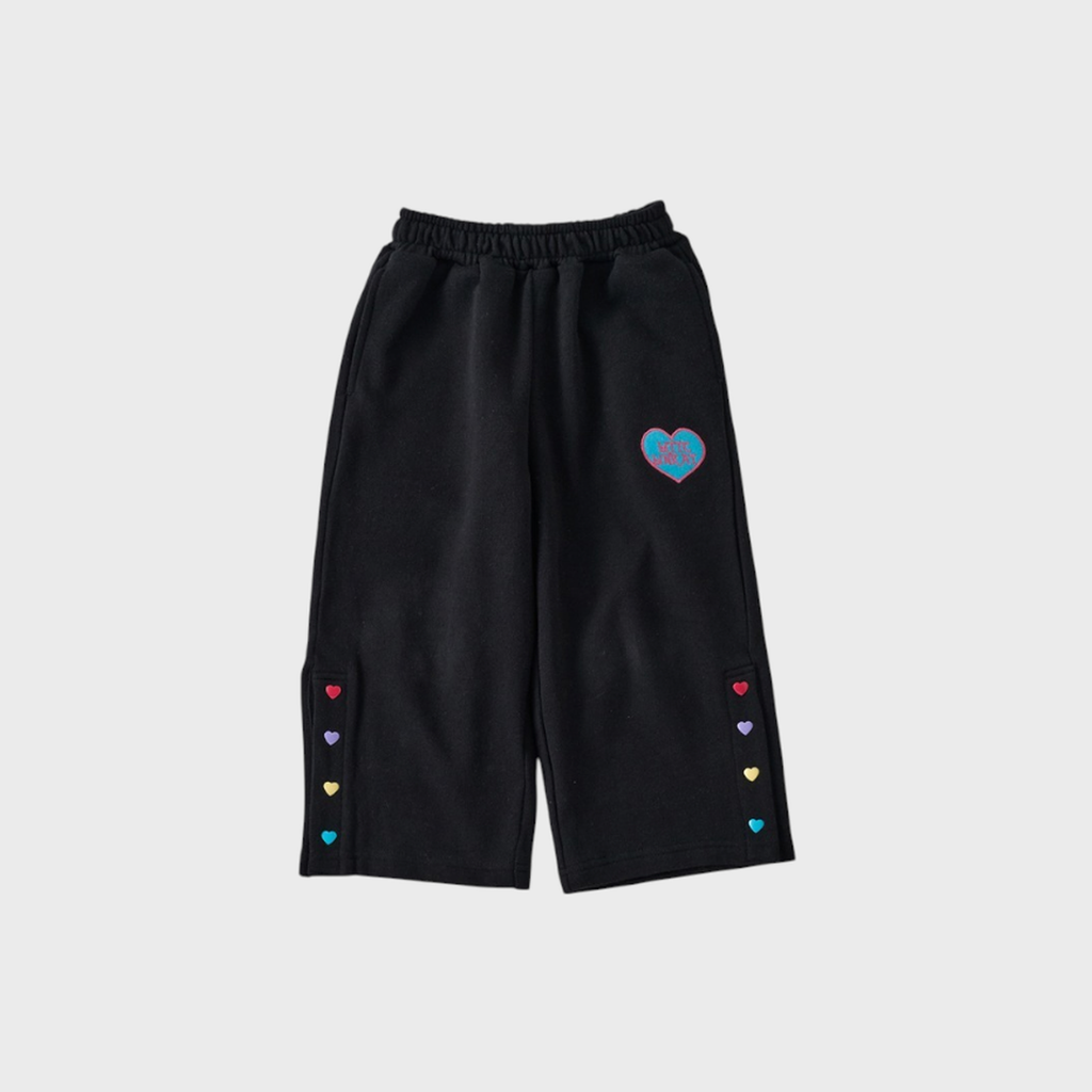 HEART EMBROIDERY WIDE-LEG PANTS(100CM)