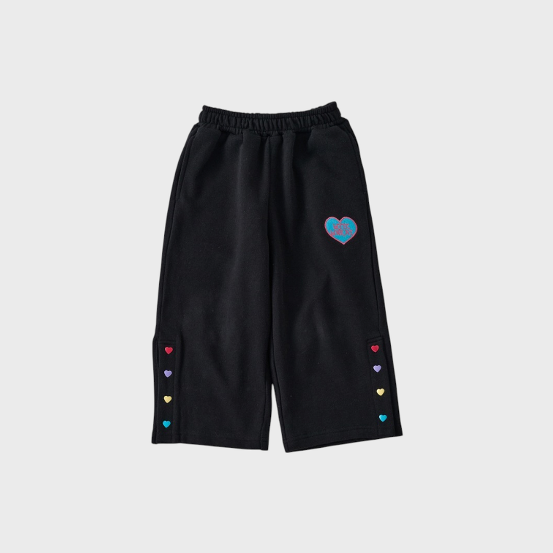 HEART EMBROIDERY WIDE-LEG PANTS(100CM)