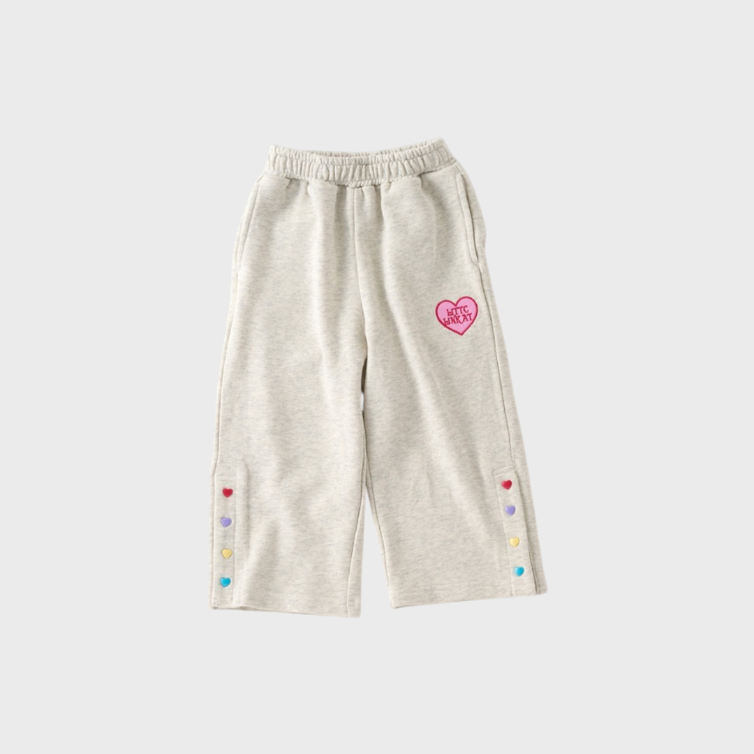 HEART EMBROIDERY WIDE-LEG PANTS(100CM)