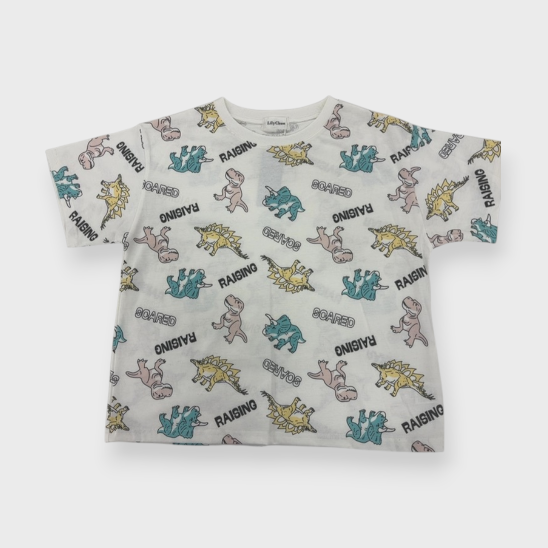KIDS PRINT ALL-OVER PATTERN T-SHIRT MEDIUM WHITE (150-160CM)