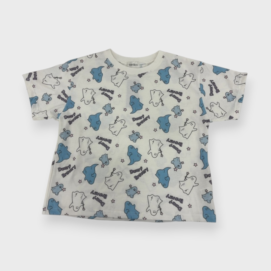 KIDS PRINT ALL-OVER PATTERN T-SHIRT MEDIUM WHITE (150-160CM)
