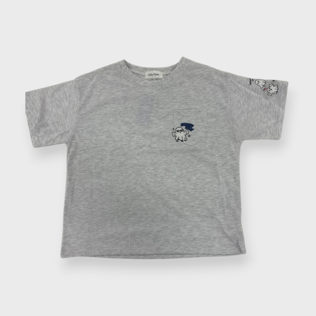 KIDS EMBROIDERED T-SHIRT LIGHT GRAY (150-160CM)