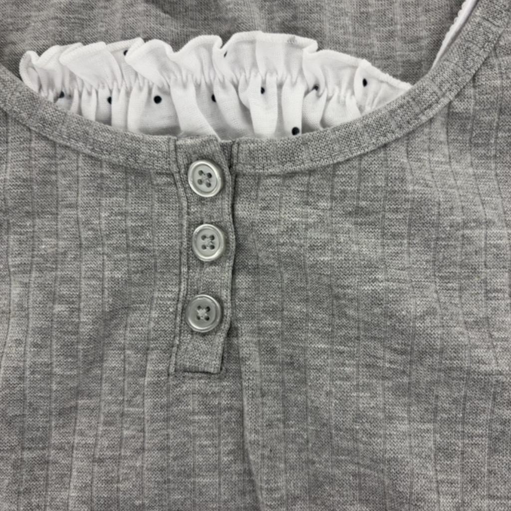 KIDS RIB-KNIT T-SHIRT MEDIUM GRAY (150-160CM)