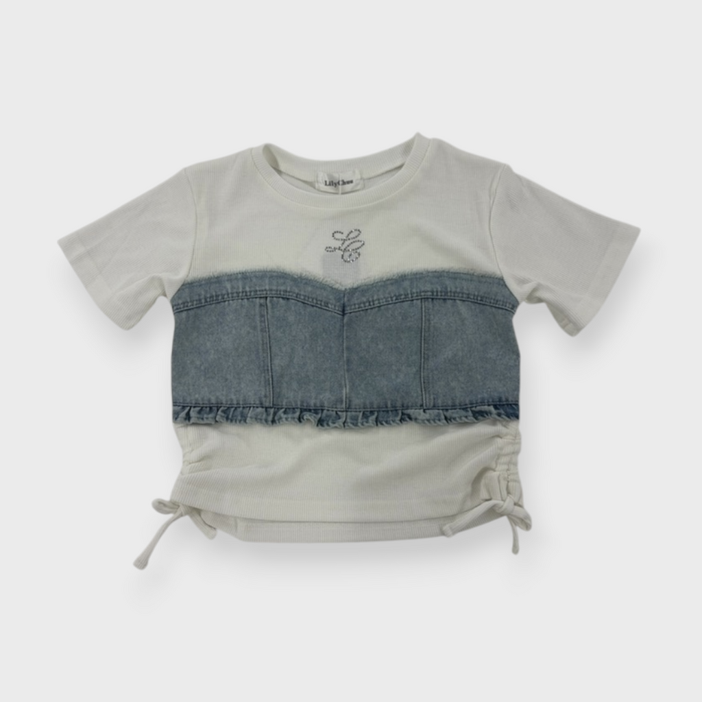 KIDS RIB-KNIT T-SHIRT MEDIUM WHITE (150-160CM)