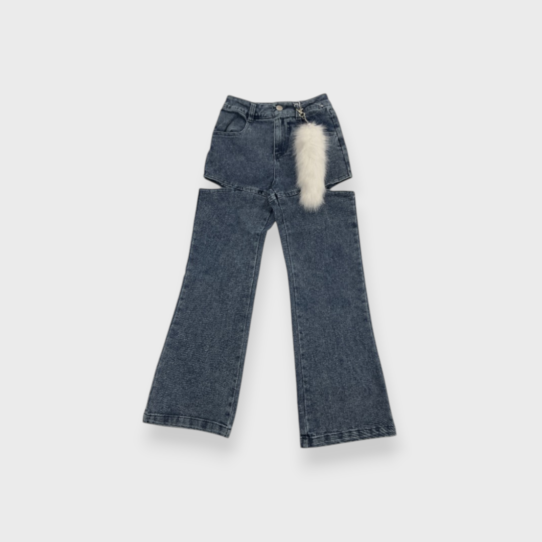 KIDS LACE COLOR-BLOCK LONG PANTS MEDIUM BLUE(140-150CM)