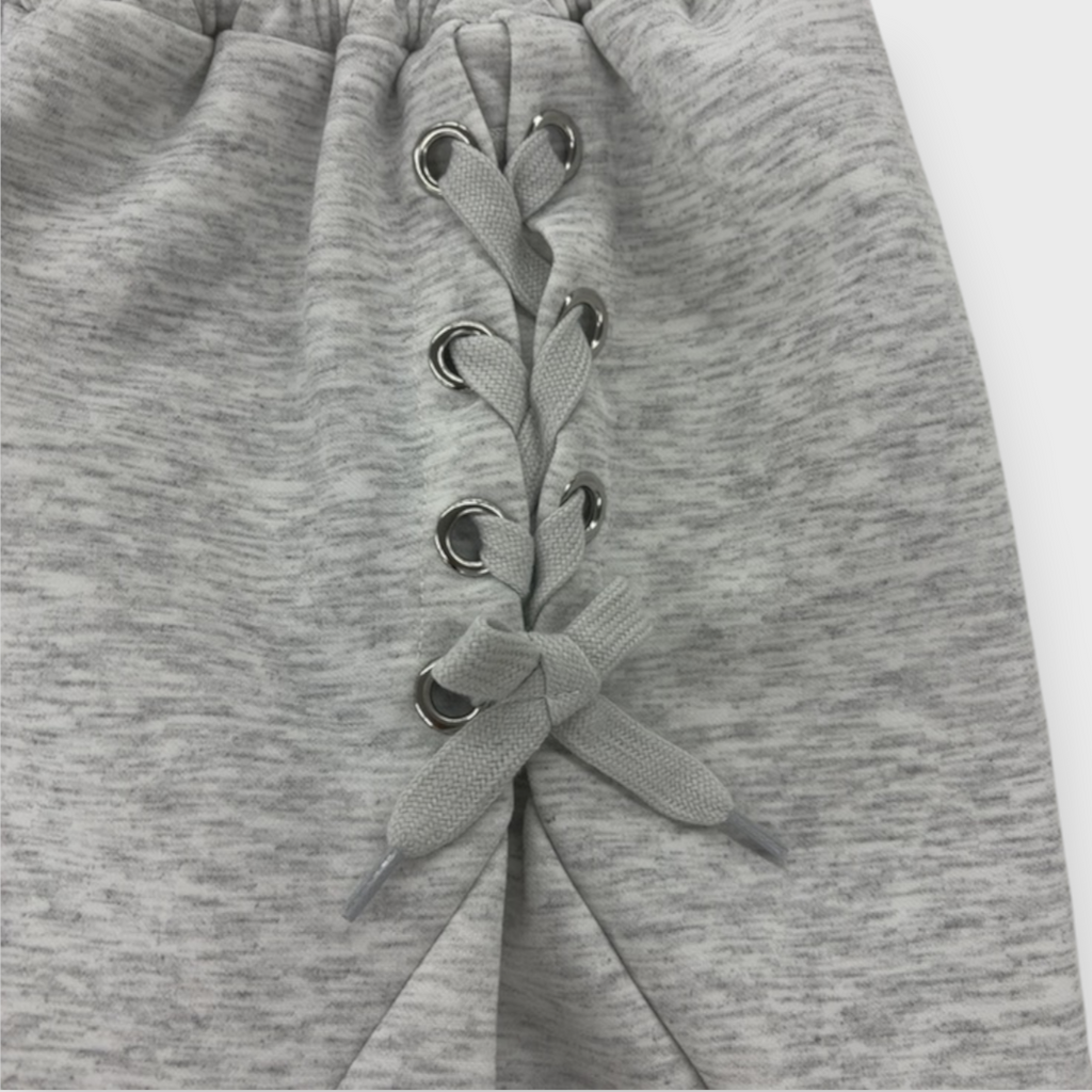 KIDS RIBBON LACE LONG PANTS LIGHT GRAY (140-150CM)