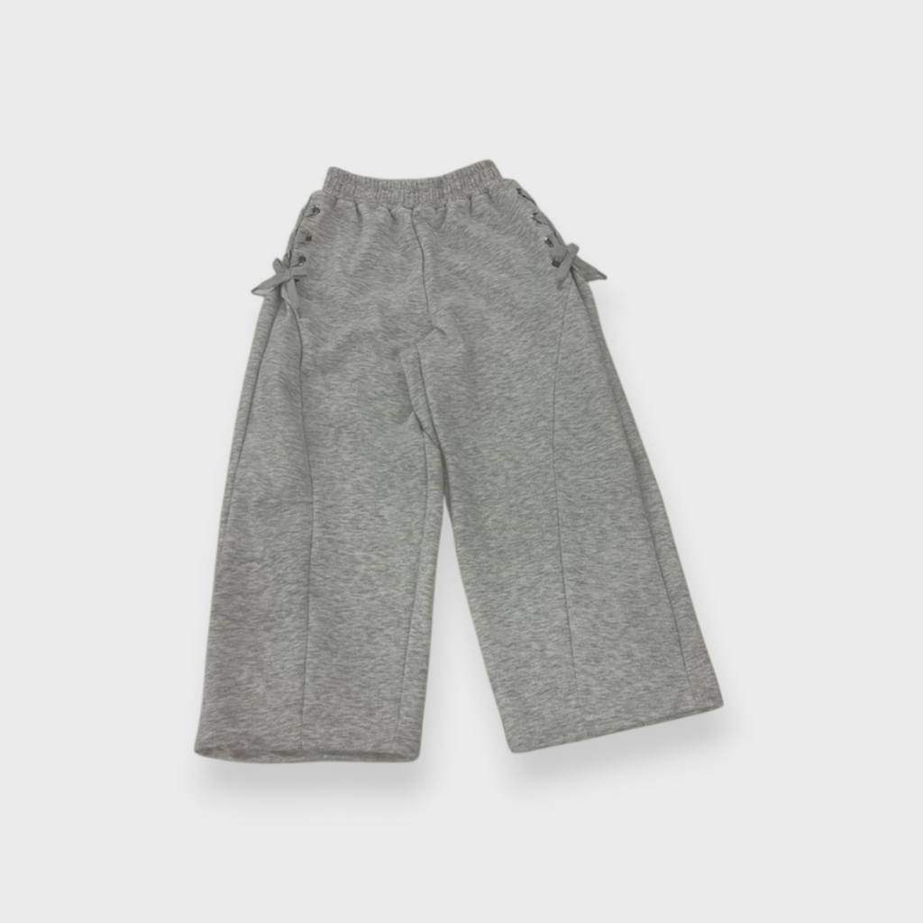 KIDS RIBBON LACE LONG PANTS LIGHT GRAY (140-150CM)