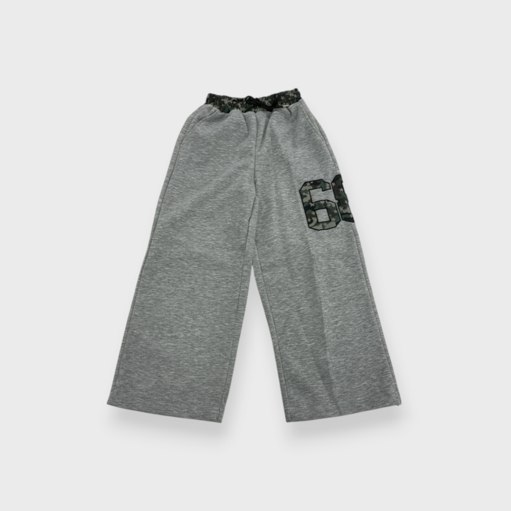 KIDS EMBROIDERED LOGO LONG PANTS MEDIUM GRAY (140-150CM)