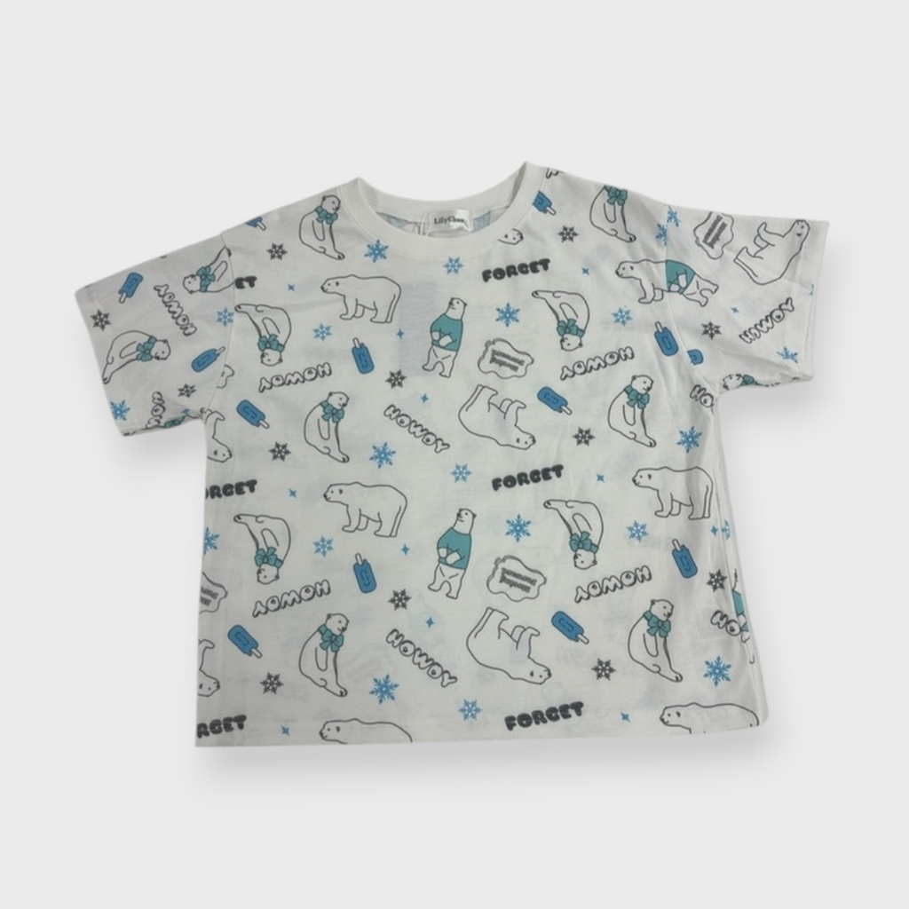 KIDS PRINT ALL-OVER PATTERN T-SHIRT MEDIUM WHITE (150-160CM)