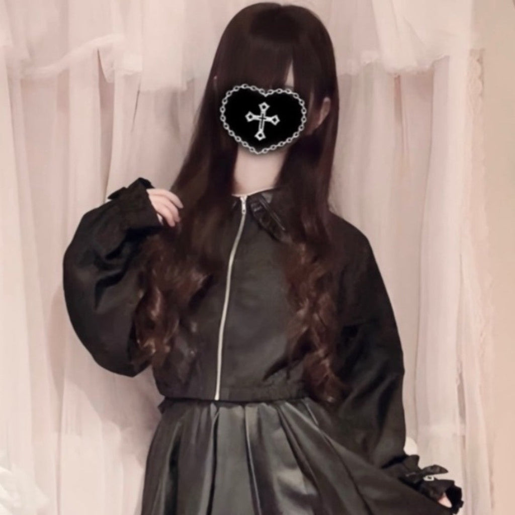 FRILL LONG SLEEVE JACKET MEDIUM BLACK